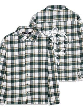 NWOT Black Scale Forest Green & White Plaid Button-Down Long Sleeve Shirt